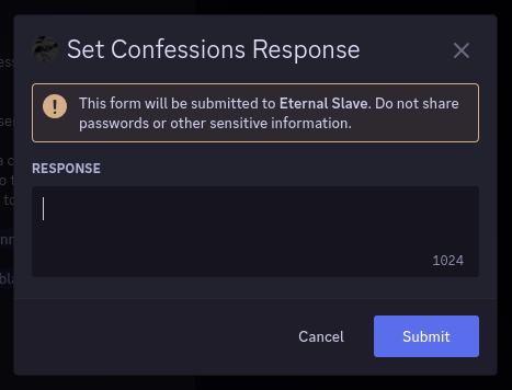 Set Custom Response - ES Confessions Config